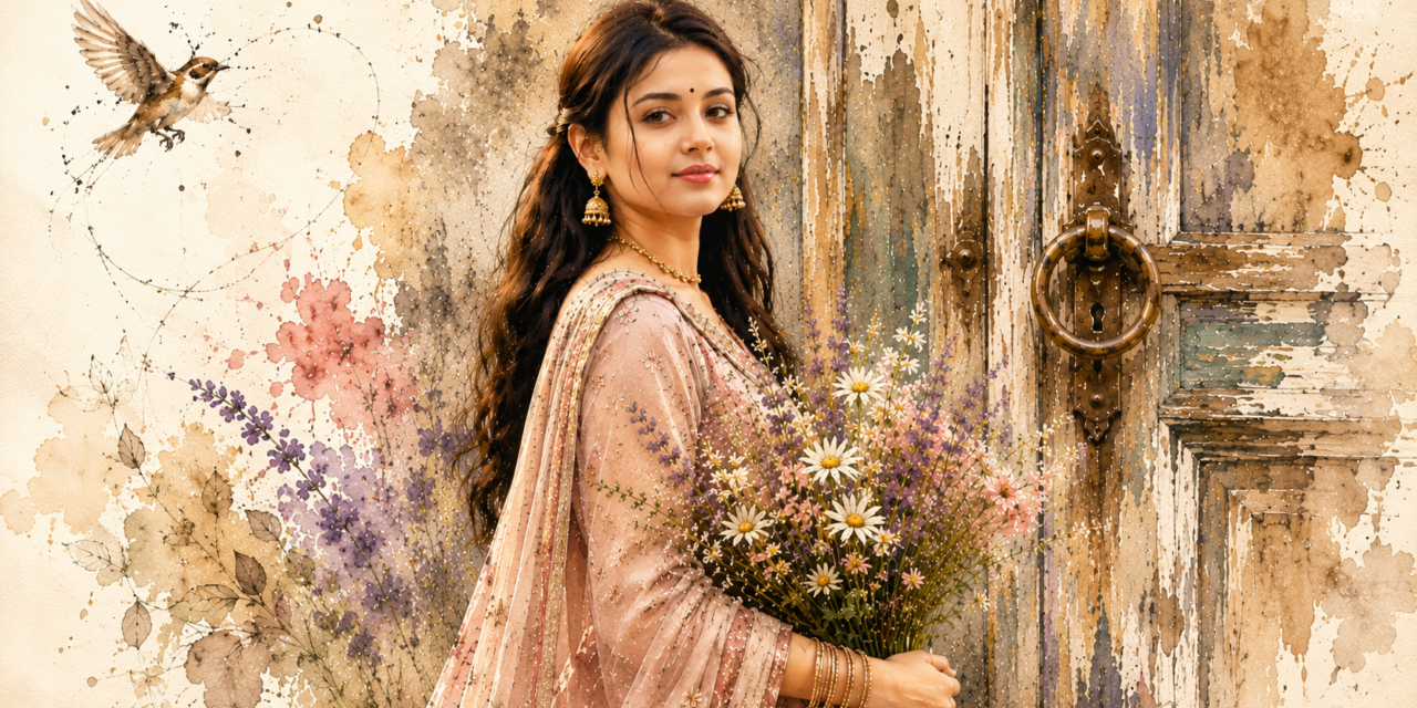 Cinematic Watercolor Indian Portrait