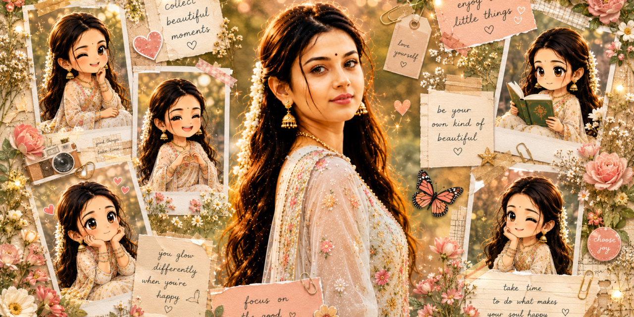 Cute Chibi Indian Portrait Collage