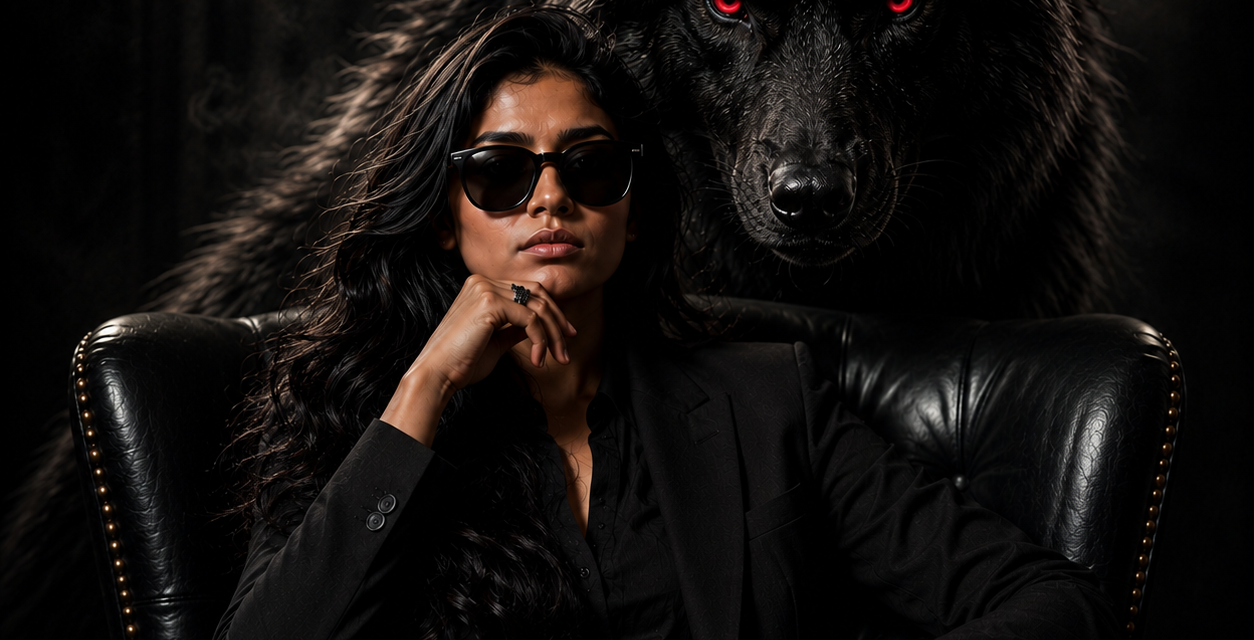Dark Alpha Wolf Portrait