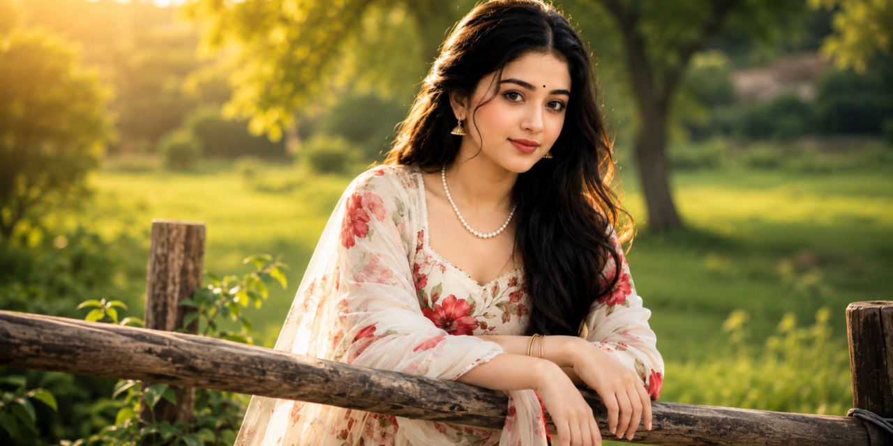 Ultra Realistic Floral Anarkali Portrait