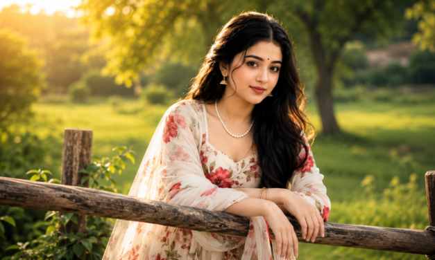 Ultra Realistic Floral Anarkali Portrait
