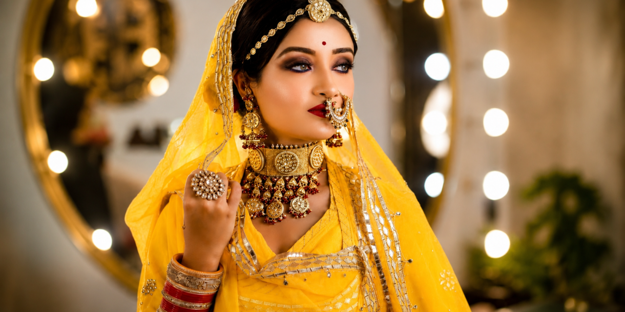 Yellow Rajasthani Bridal AI Prompt