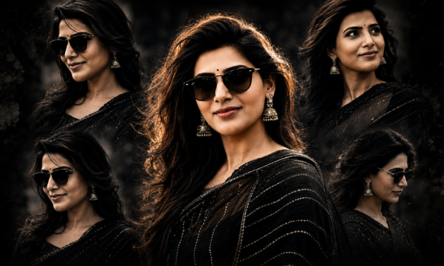 Ultra Cinematic Luxury Black Saree Portrait Collage