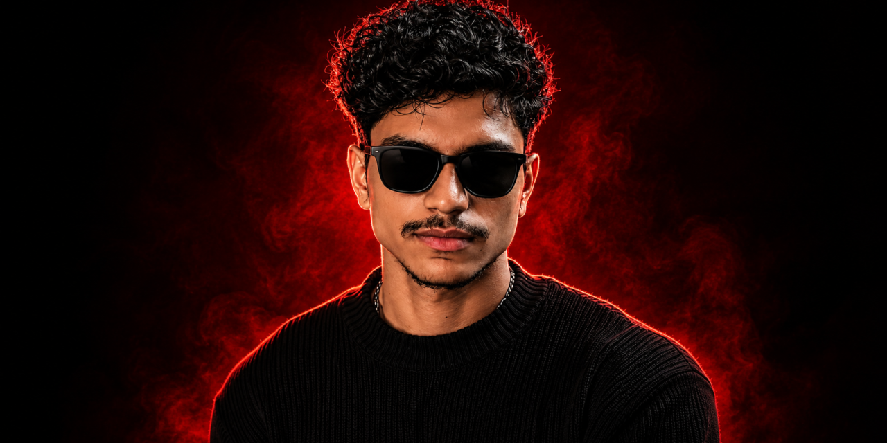 Red Neon Studio Portrait AI Photo Editing Prompt | 8K Cinematic DSLR Look