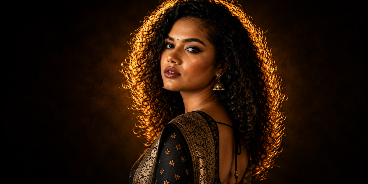 Golden Rim Light Indian Woman AI Photo Editing Prompt | 8K Cinematic Portrait