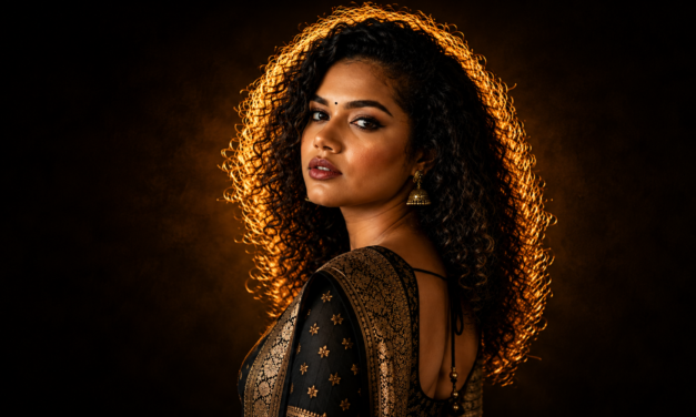 Golden Rim Light Indian Woman AI Photo Editing Prompt | 8K Cinematic Portrait