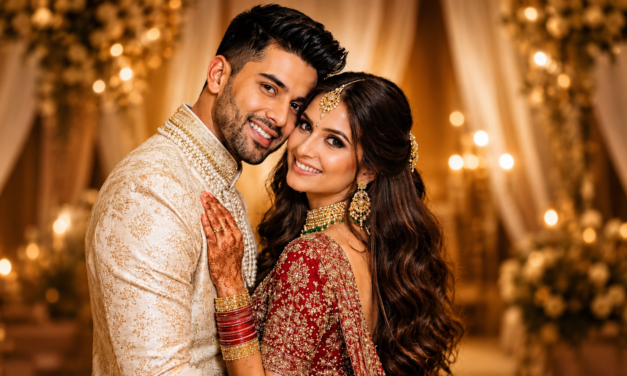 Luxury Indian Wedding Couple AI Photo Editing Prompt | 8K Cinematic Portrait