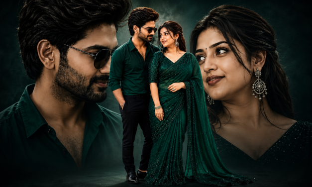 Stylish Romantic Couple Portrait in Emerald Green Outfit | HD Love Photo