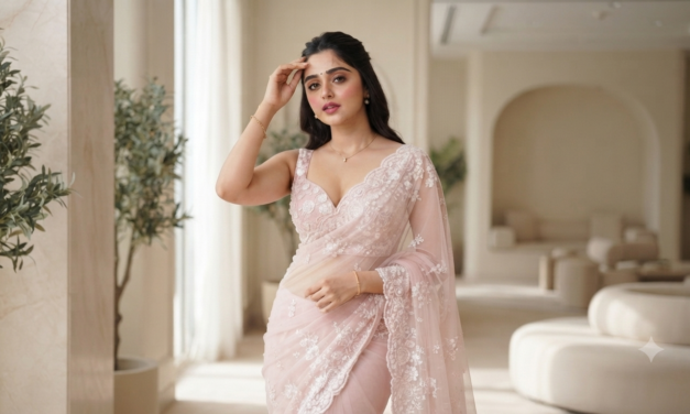Elegant Pastel Pink Saree Portrait