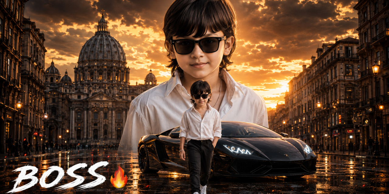 Boss Boy AI Photo Prompt – Cinematic Child Portrait with Face Lock