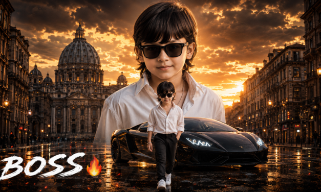 Boss Boy AI Photo Prompt – Cinematic Child Portrait with Face Lock