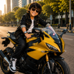 Kid on Bike AI Prompt – Realistic Sports Bike Photo Editing