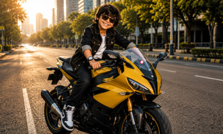 Kid on Bike AI Prompt – Realistic Sports Bike Photo Editing