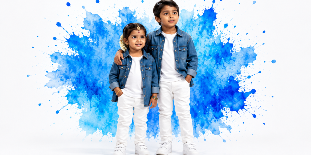 Brother and Sister Photo Prompt – AI Photo Editing with Matching Denim