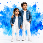 Brother and Sister Photo Prompt – AI Photo Editing with Matching Denim