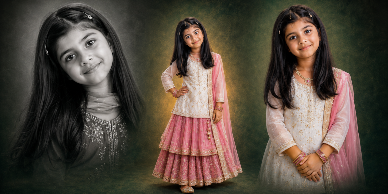 Kids Traditional AI Photo Editing Prompt with Face Lock